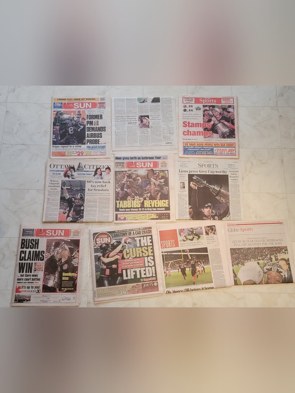 CFL Grey Cup Newspapers 1997 1998 1999 20002016 & 2018